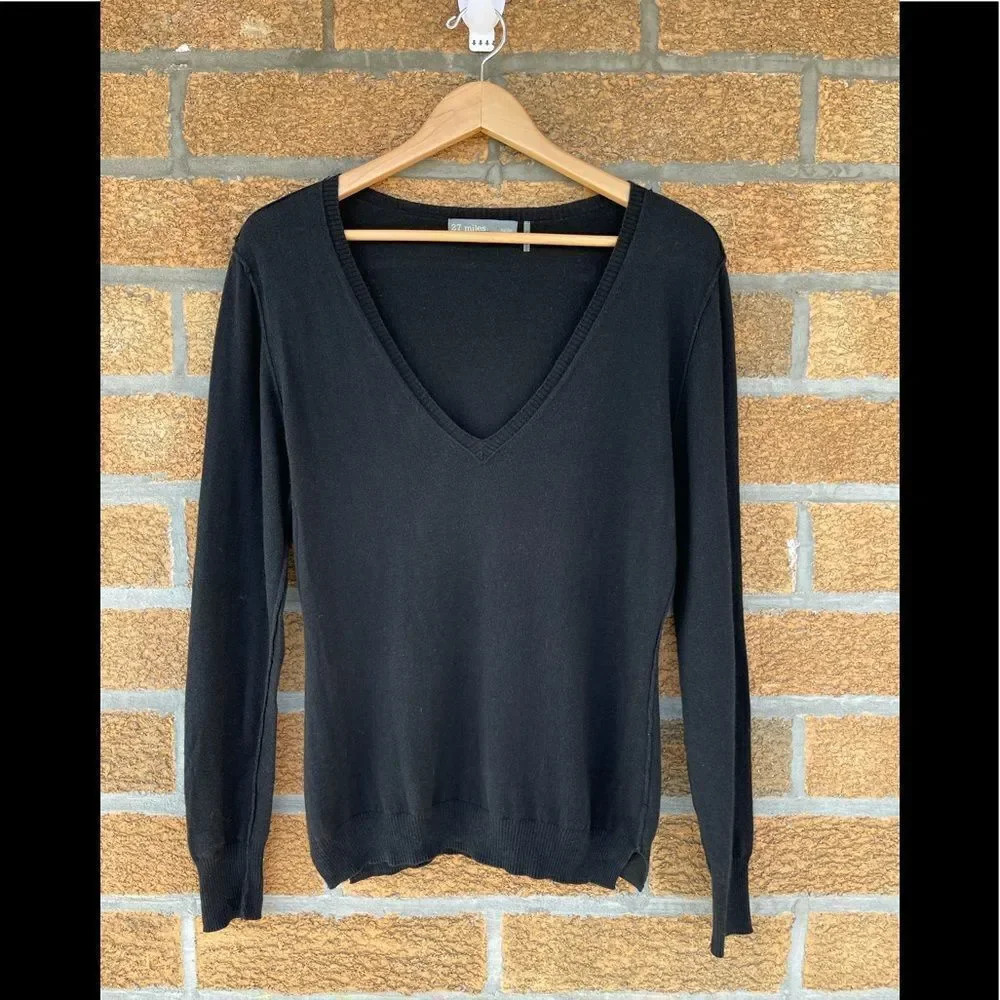 27 miles  malibu elbow leather patch cashmere blend sweater small